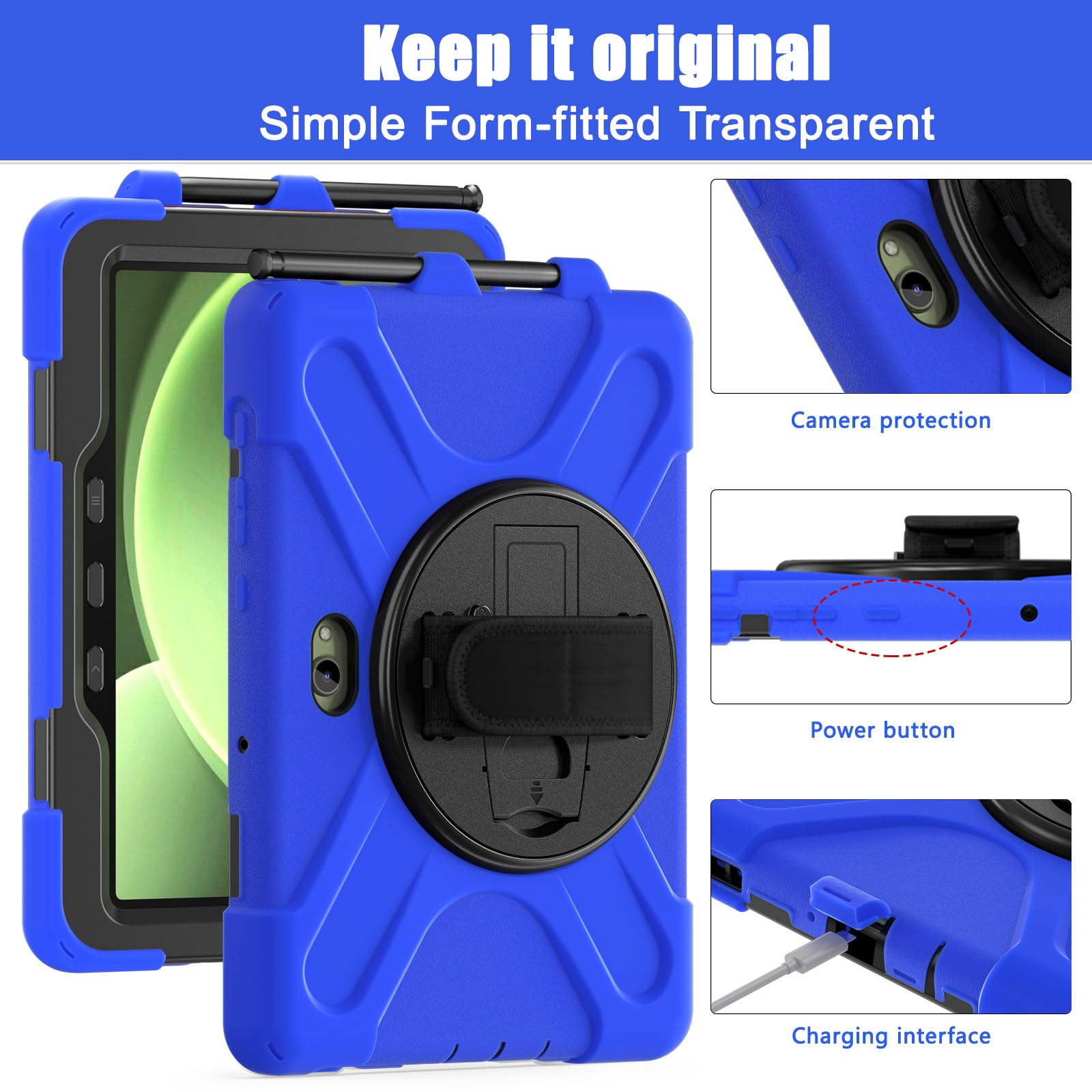 Samsung Galaxy Tab Active5/Active 3 8.0 Case, with 360 Stand, Handle Hand Strap & Shoulder Strap for Galaxy Tab Active5 8" 2024 X300/X307, Active3 8" 2020 T570/T575/T577 (Black)