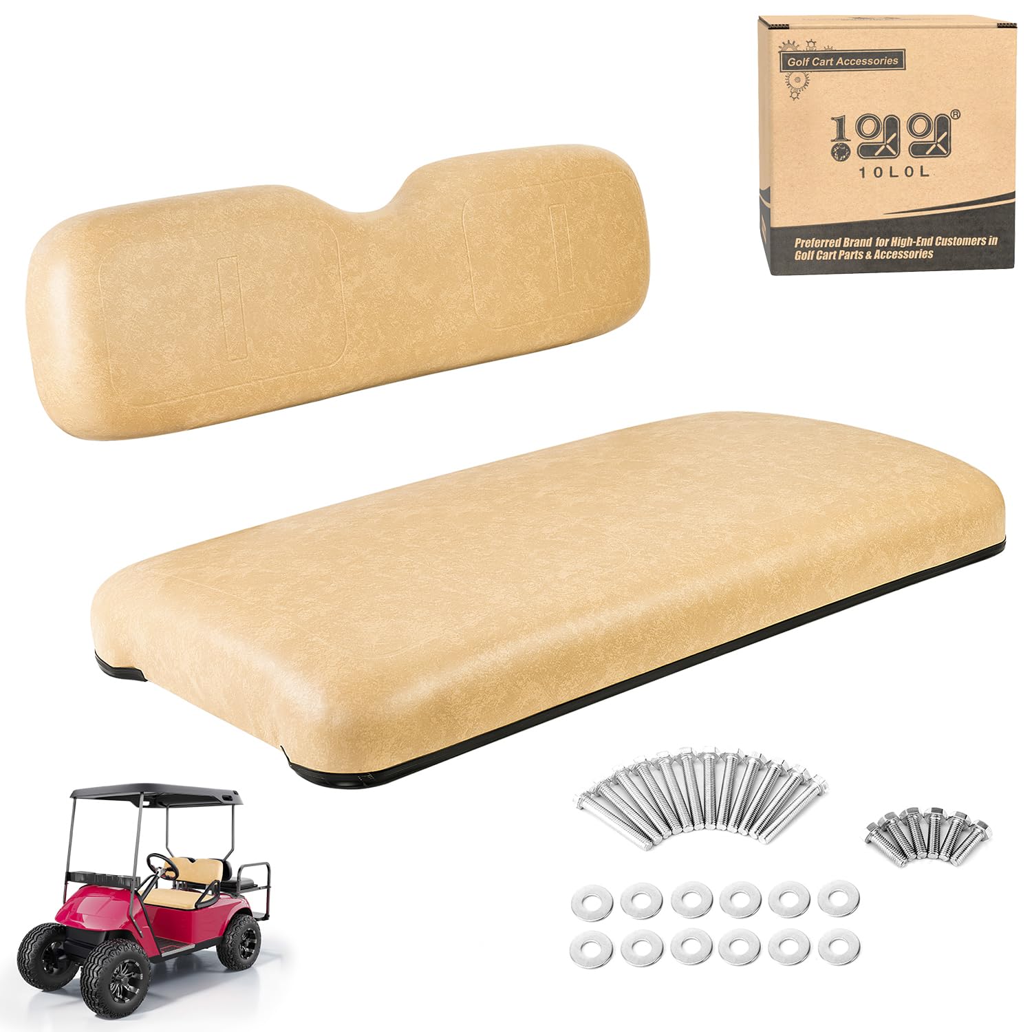 10L0L Golf Cart Front Seat Assembly for EZGO TXT 1994-2013, Factory Style Seat Bottom Cushions & Seat Back Replacement Kit