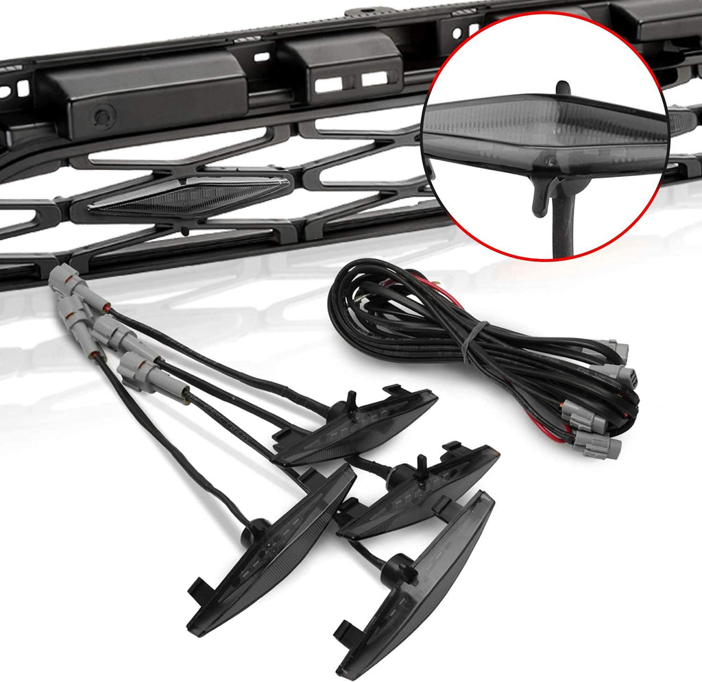 Seven Sparta 4 PCS Grill Led Lights Compatible with Toyota 4Runner 2014-2024 TRD Pro Grille and 2014-2019 SR5, Premium, Limited, TRD Off-Road, Fuse and Instruction Included (Amber)