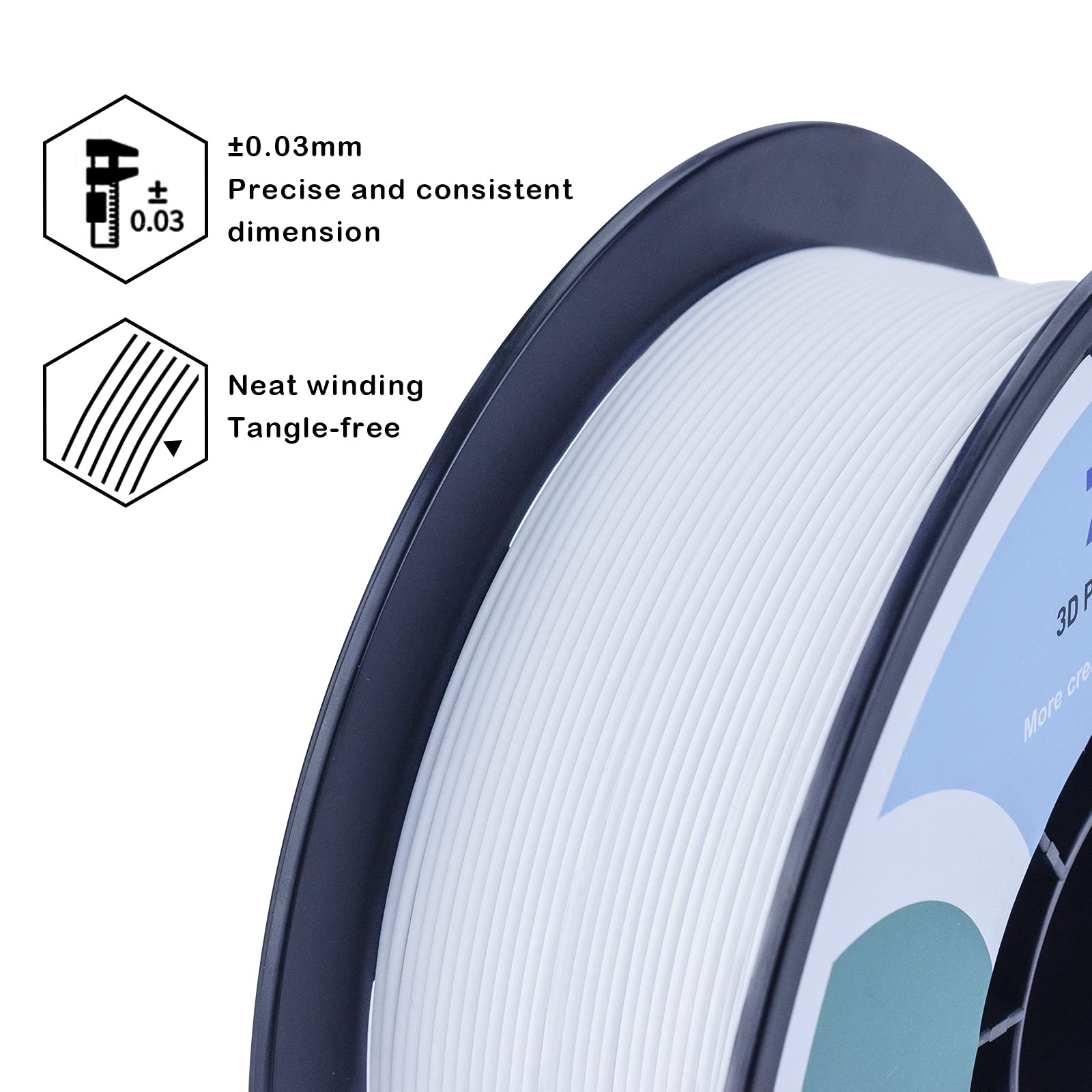 ZIRO 3D Printer Filament, PLA Filament 1.75mm, Black pla 1KG(2.2lbs), Dimensional Accuracy +/- 0.03mm, Fits Most FDM Printer AMS System,3D Printing Filament Spool Black (Plastic Reel)