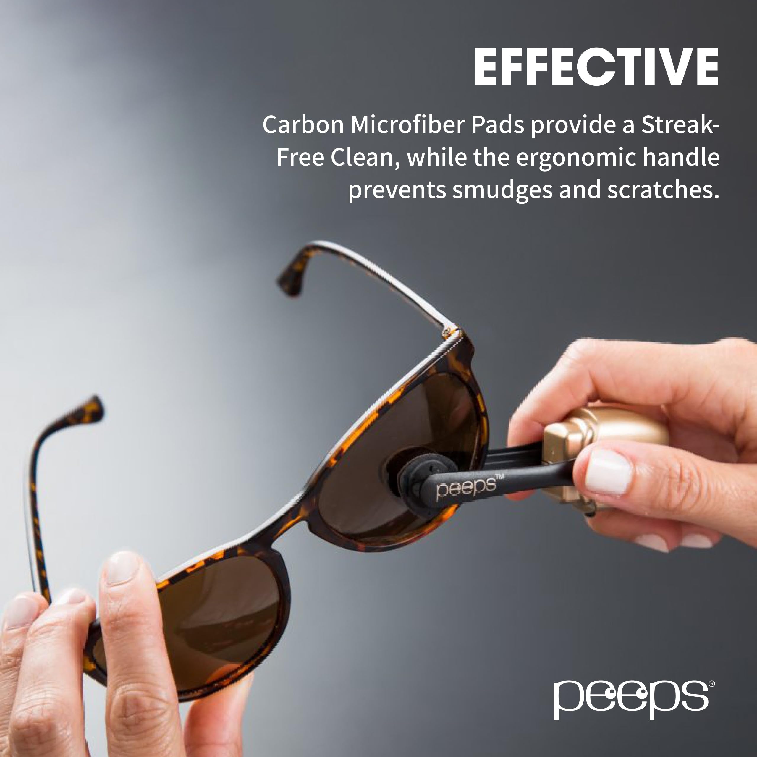 Peeps Eyeglass Lens Cleaner - Efficient and Durable Carbon Microfiber Technology - Exclusively Used by NASA - 500 Uses (Electroplated Gold)