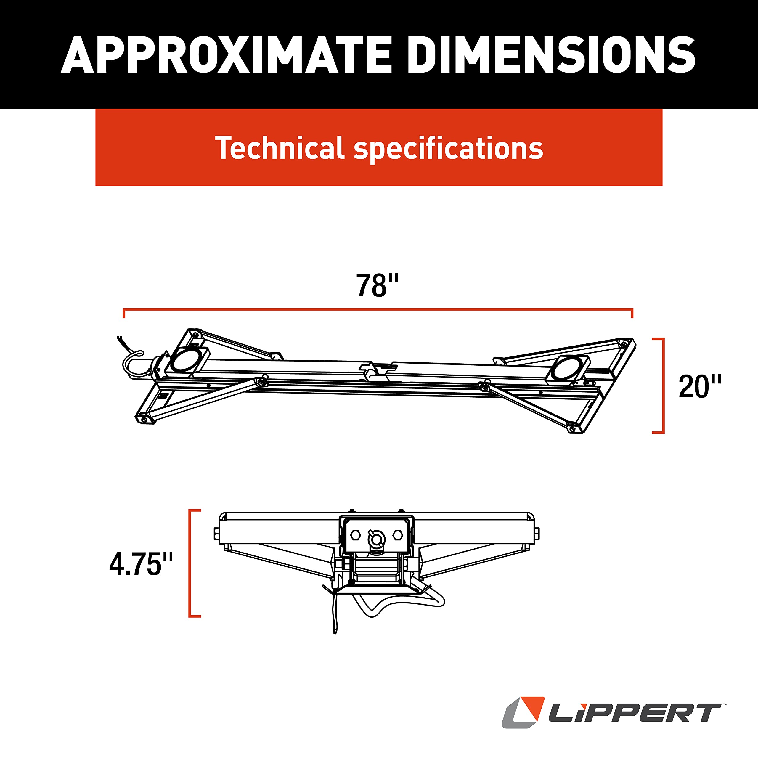 Lippert PSX1 High-Speed RV Power Stabilizer Jack System, No-Switch Assembly, Automatic Adjustment, Heavy-Gauge Powder-Coated Steel Frame, Up to 30" Extension - 337199