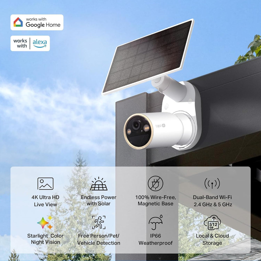 Tapo by TP-Link Wireless Outdoor Security Camera, 1080P, Up to 180 Days Battery Life, Free Person Detection, SD/Cloud Storage, Spotlight Color Night Vision, Alarm, No Hub Needed, Black, C403