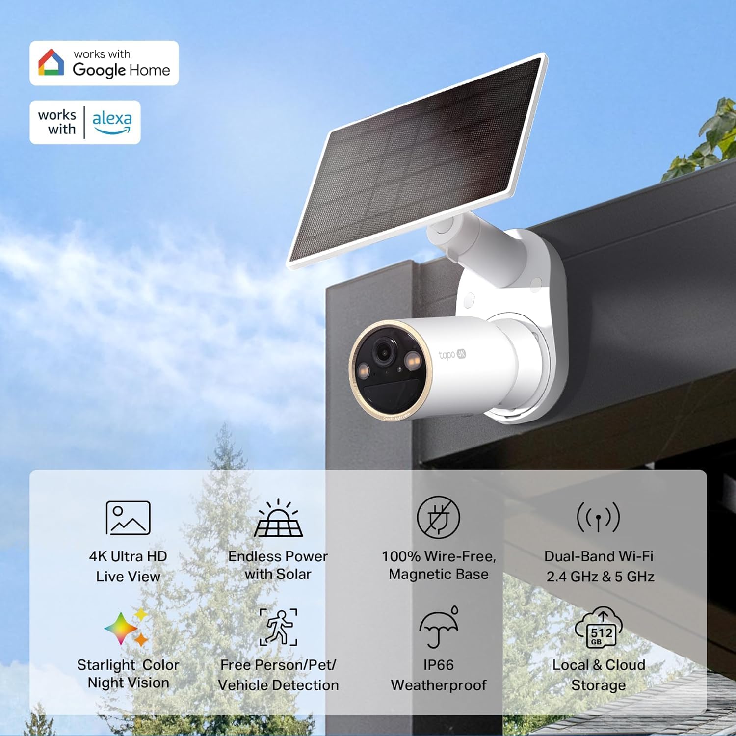 Tapo by TP-Link Wireless Outdoor Security Camera, 1080P, Up to 180 Days Battery Life, Free Person Detection, SD/Cloud Storage, Spotlight Color Night Vision, Alarm, No Hub Needed, Black, C403