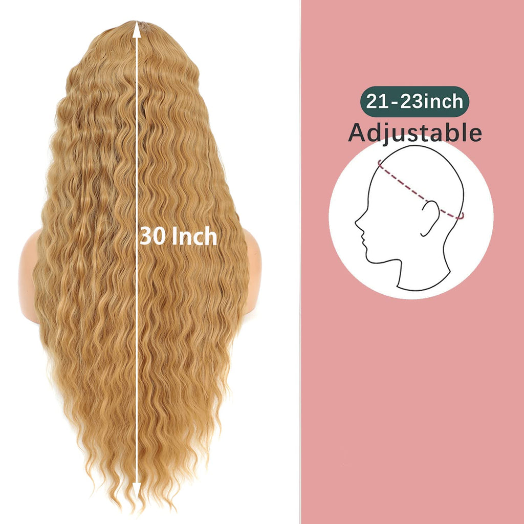 INSTASTYLE 30 Inch Synthetic Curly Wigs for Women Long Black Hair Wig Lace Front 4" Simulated Scalp Natural Loose Deep Wave Crimps Curls Wig As Hair Replacement Wigs 1B