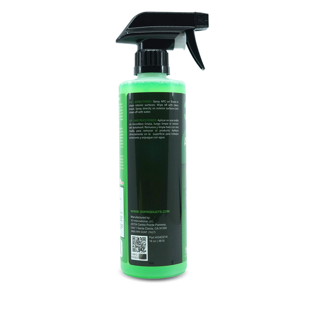 3D All Purpose Cleaner – High-Performance Interior & Exterior Car Cleaner for Vinyl, Leather, Plastic, Fabric, Carpet & More - 16 oz