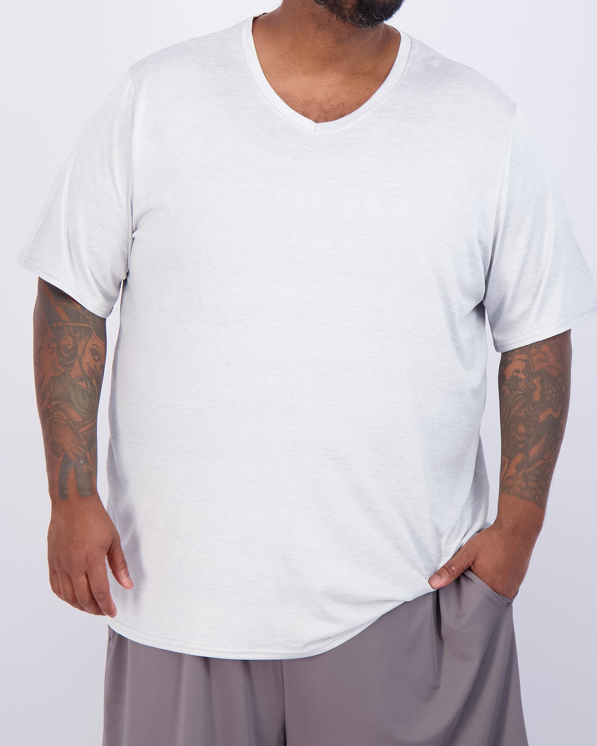 Real Essentials 3 Pack: Men's Big & Tall Short Sleeve V-Neck Athletic T-Shirt Dry-Fit Workout Shirts Moisture Wicking (3X-5X)