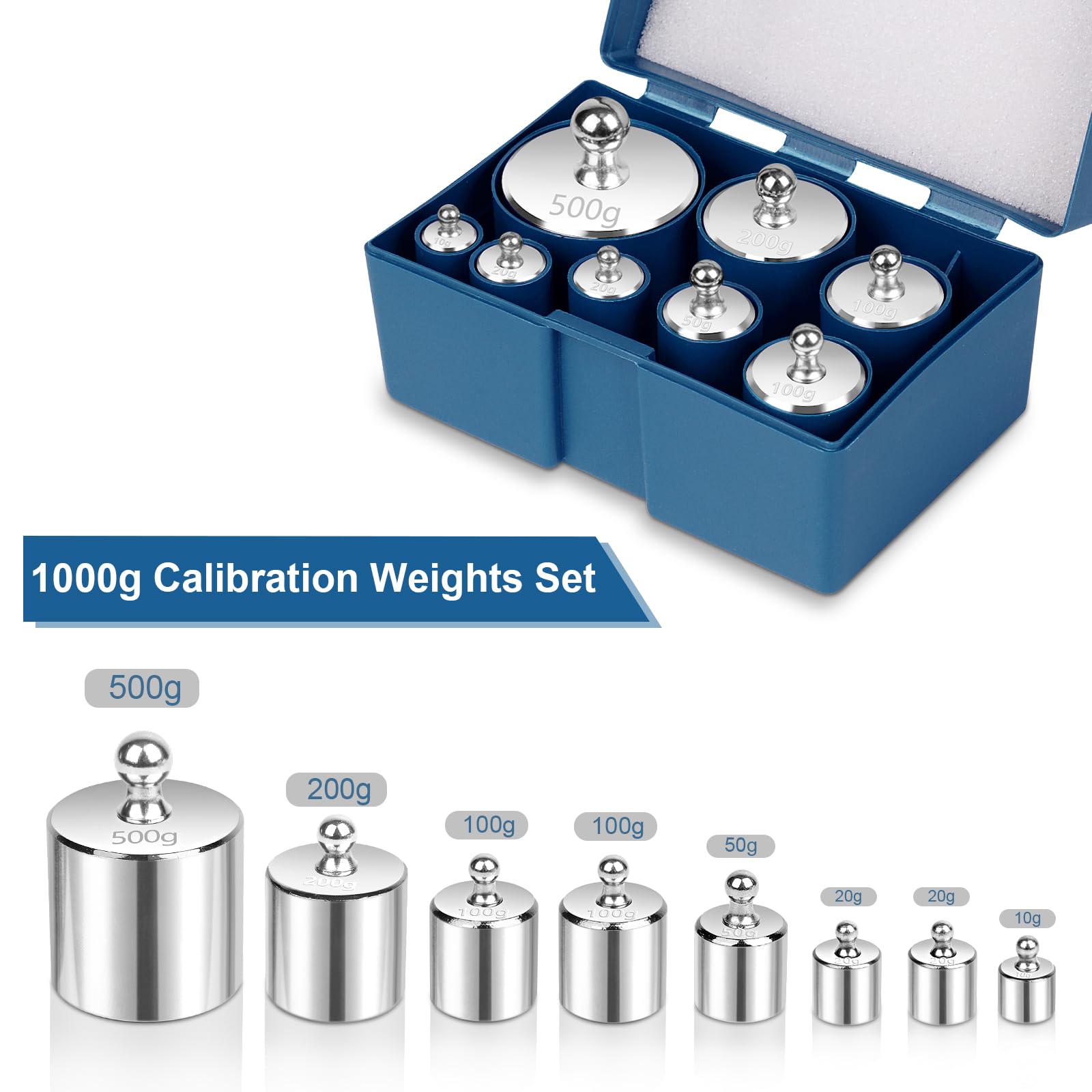 QP Calibration Weights, 50 Gram Scale Weights, OIML Class M1 High Precision Stainless Steel Scale Balance Weights with Chrome Finish, Calibration Weights for Digital Scale, Kitchen Scale, Pocket Scale