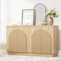 Yechen 55" Fluted Sideboard Buffet Cabinet with Storage, Wood Mid Century Modern Credenza Cabinet w/Arched Reeded Doors & Adjustable Shelves for Kitchen, Living Room, Entryway