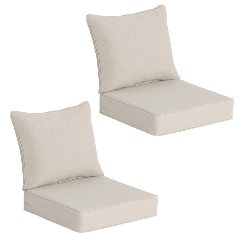 COZYVIDA 5.1" Thick Outdoor Patio Cushions Set of 2, 22"x24"x5.1" Seat, C0 Water-Resistant Breathable Fabric, UV-Resistant 1000+ Hrs, 35D Foam with Recycled Fiber Fill,Beige