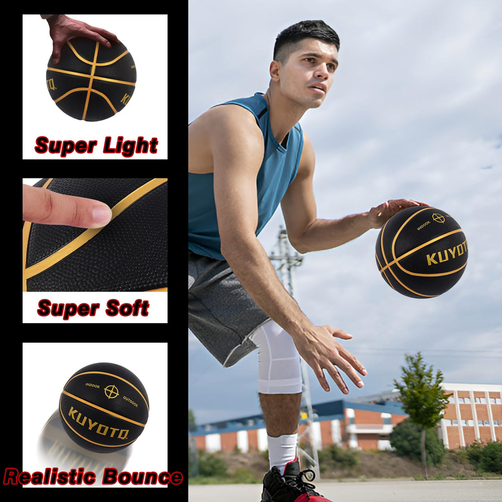 KUYOTQ Kids Youth Adult Size 3/4/5/6/7 (22/25.5/27.5/28.5/29.5") Basketball Premium Rubber or Faux Leather Basketball Indoor Outdoor Basketball for Boys Girls Womens Mens Basketball Gifts (Deflated)