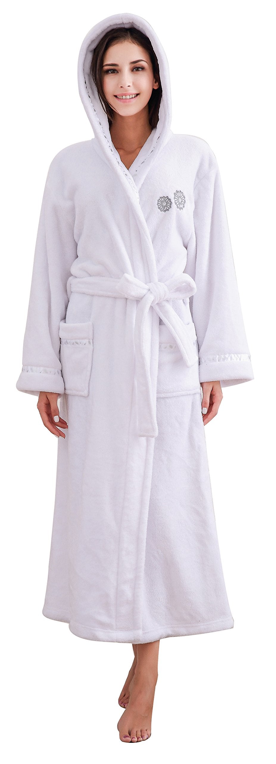 Richie House Women's Plush Soft Warm Fleece Bathrobe Robe RH1591