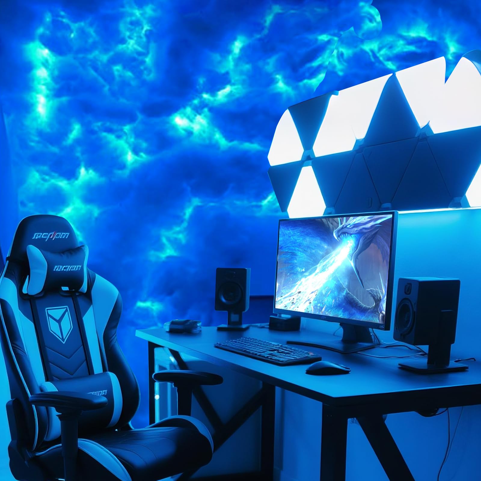 FUSLITE , 3D Thundercloud LED Light Cotton Lightning Cloud Colorful Atmosphere Night Light, DIY Creative Cloud Lights Gaming Room Garage Club Bar dj Party Light,16 Feet