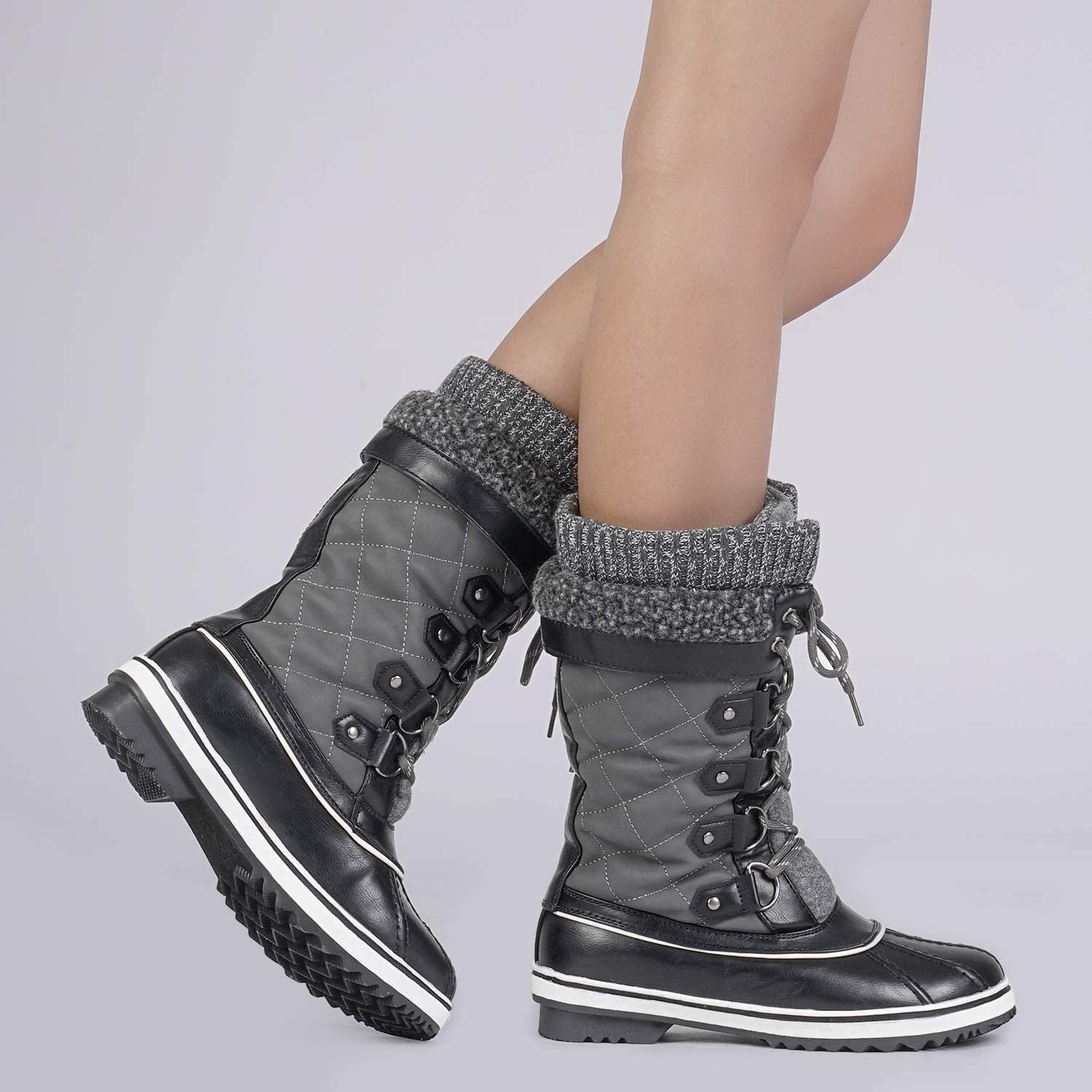 DREAM PAIRS Women's Mid-Calf Waterproof Winter Snow Boots