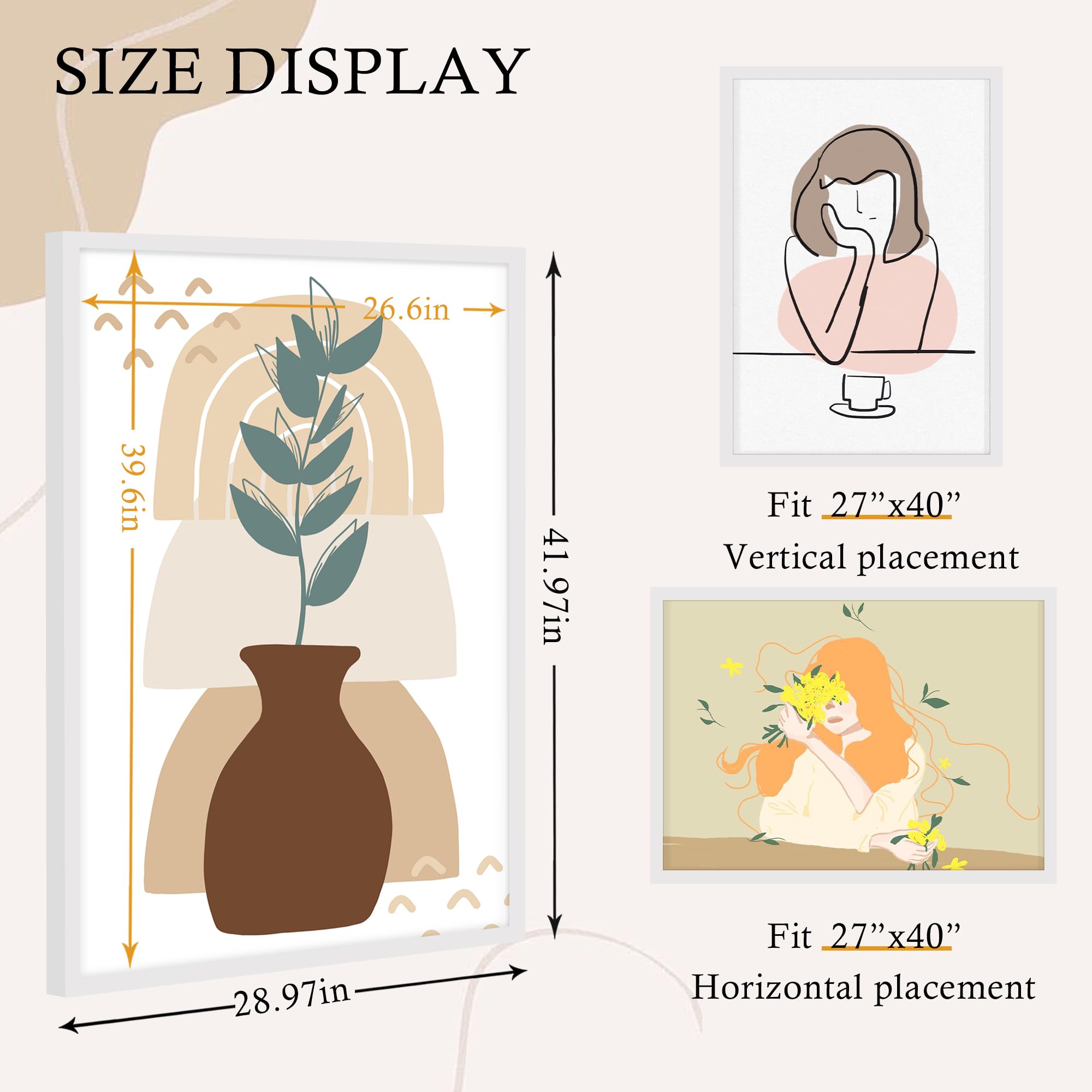 16x24 Black Frame 2 Pack, Engineered Wood for 24 x 16 in Poster | Horizontal or Vertical Wall Mounting, 24x16 Poster Frames for Gallery, Office, and Home Decor