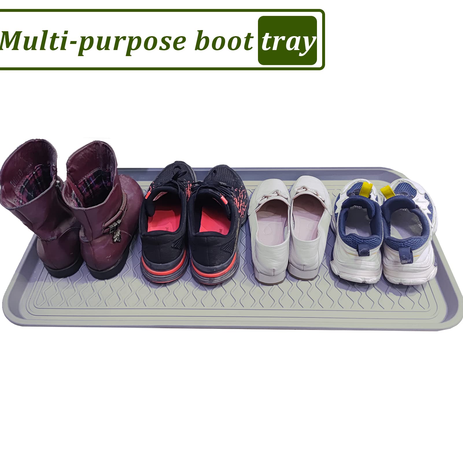 2 Pack Large Multifunctional Tray Mat Washable Indoor or Outdoor Tray Mat for Shoes Boots Plants Pots Paint Tins Pet Bowls Car Storage, 30 x 15 x 1.2 Inches
