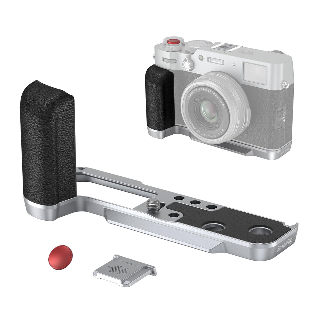 SmallRig X100VI / X100V Handgrip L-Shape Grip with Quick Release Plate for Arca, Lightweight Silicone Side Handle, Shutter Button and Hot Shoe Cover for FUJIFILM X100VI / X100V Cameras (Black) - 4556