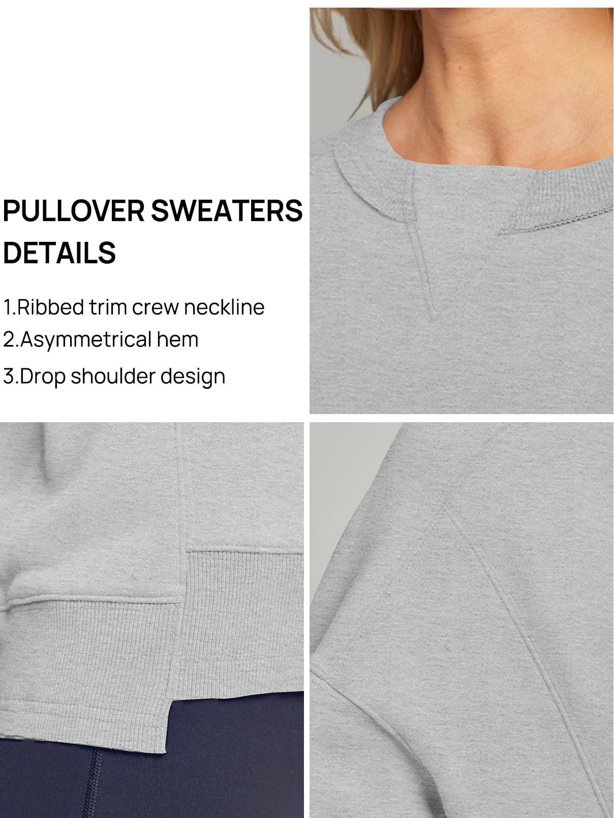 MEROKEETY Women's Oversized Cropped Sweatshirts Crewneck Trendy Workout Pullover Sweater Fall Outfits