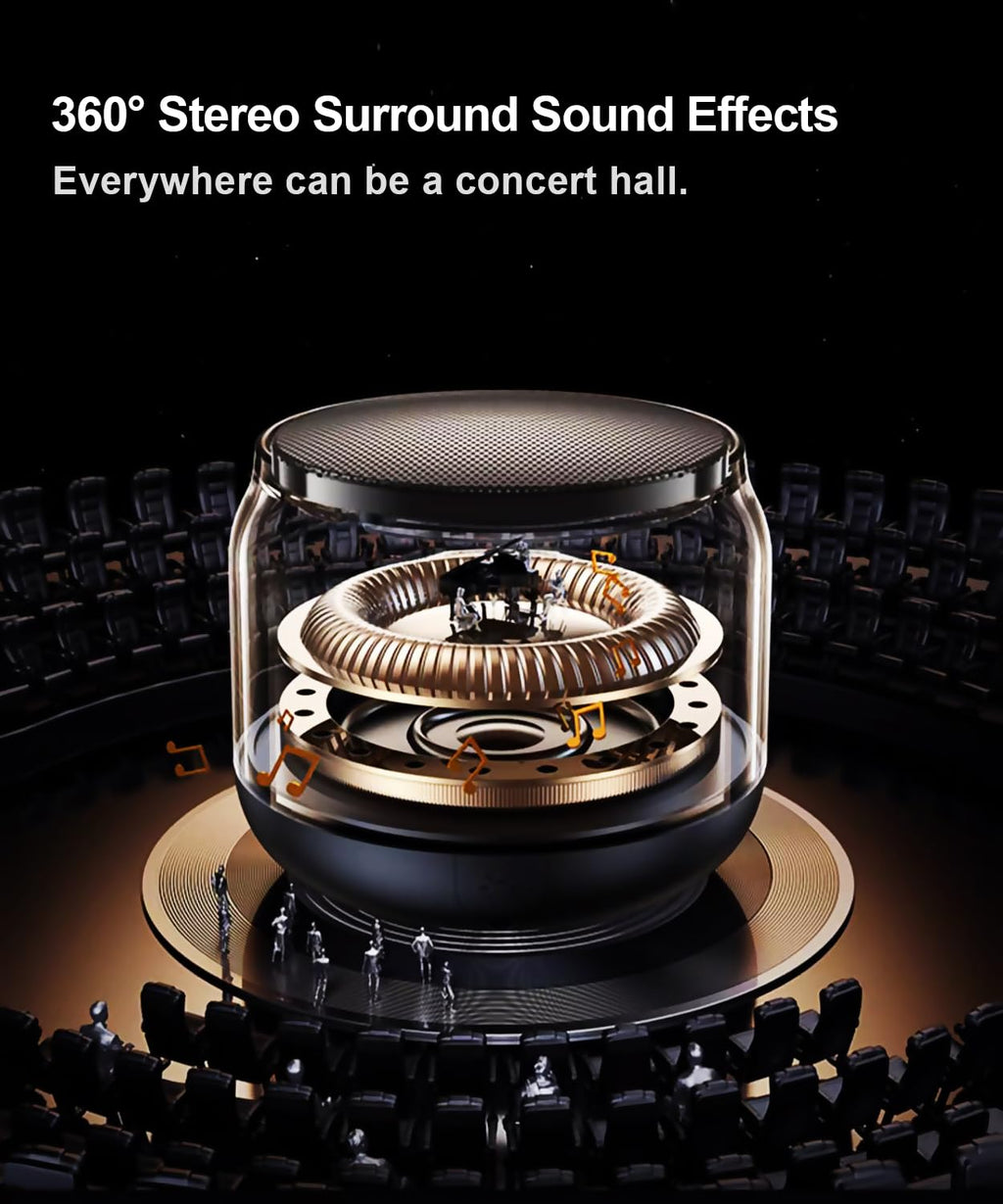 Mini Portable Bluetooth Speaker, TWS Pairing Bass LED Lights, Rechargeable | Long Playtime, Stereo Sound, BT 5.3, Home & Outdoor, AUX Input, TF Card, Lanyard, Christmas Birthday Gifts for Men Women Kids