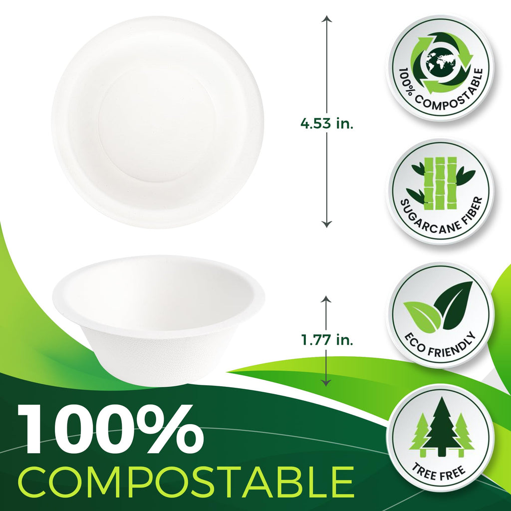 4oz Disposable Paper Cups [100-Pack], Sturdy Small/Mini Paper Cups/bowls, Perfect for Dip Sauce, Tasting and Snacks, 100% Compostable Sample Cups