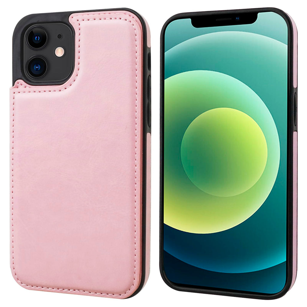 ONETOP Compatible with iPhone 12 Compatible with iPhone 12 Pro Wallet Case with Card Holder, PU Leather Kickstand Card Slots Case, Double Magnetic Clasp Durable Shockproof Cover 6.1 Inch(Black)