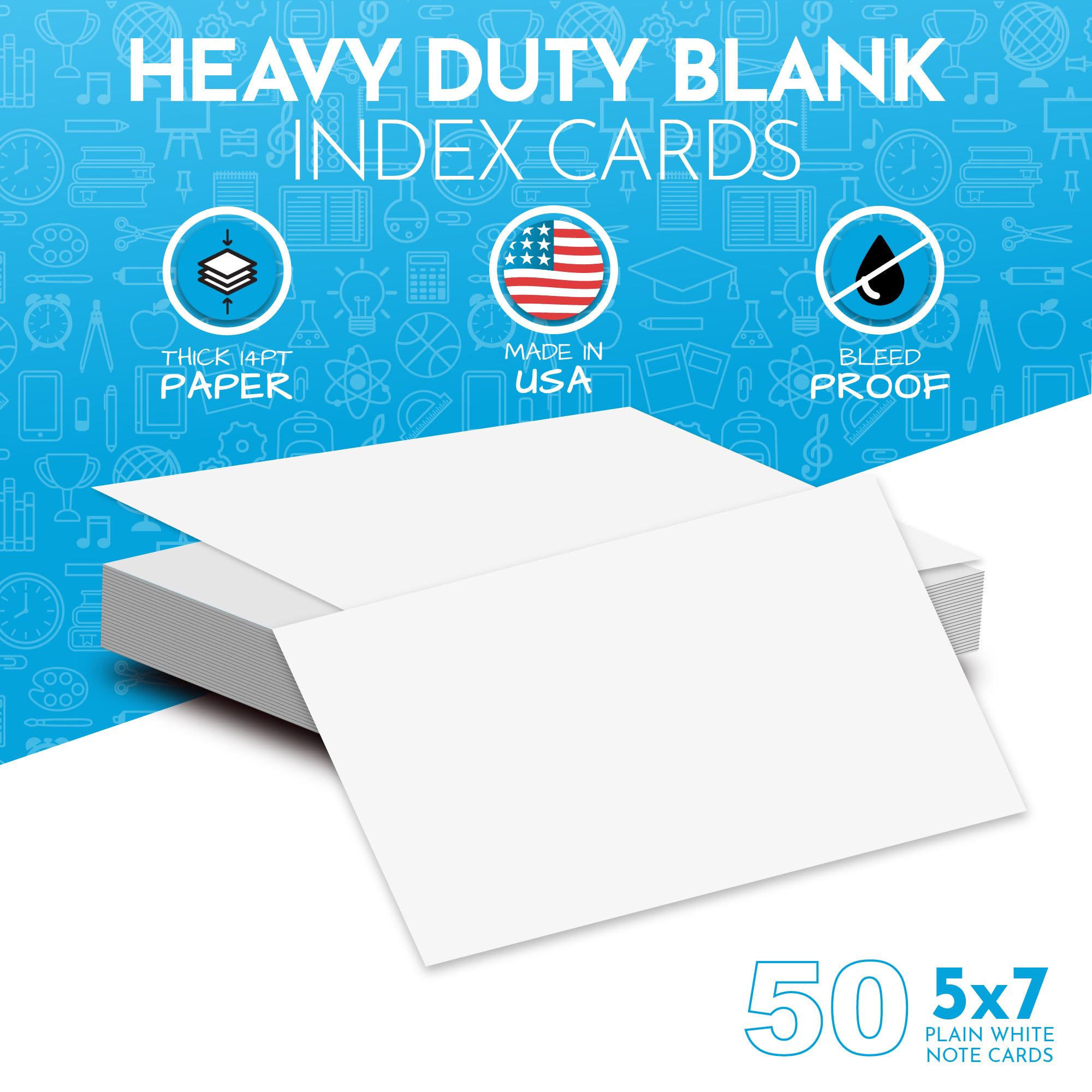 Home Advantage 2x3.5 Blank Index Cards - Our 50 Pack of Blank Note Cards Use Heavy Duty Cardstock to Make Them Bleed Proof - These Plain Index Cards Make Great Blank Business Cards & Blank Flashcards