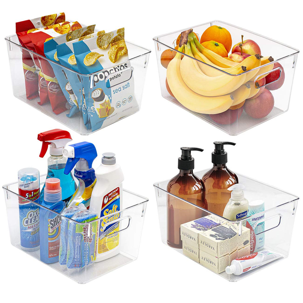 Sorbus Large Clear Plastic Storage Bins for Shelves, Clothes, with Handle - Clear Storage Bins, Drawer, Shelf, Closet, Pantry, Fridge, Freezer Organizer Bins, Closet Organizers and Storage (2 pack)