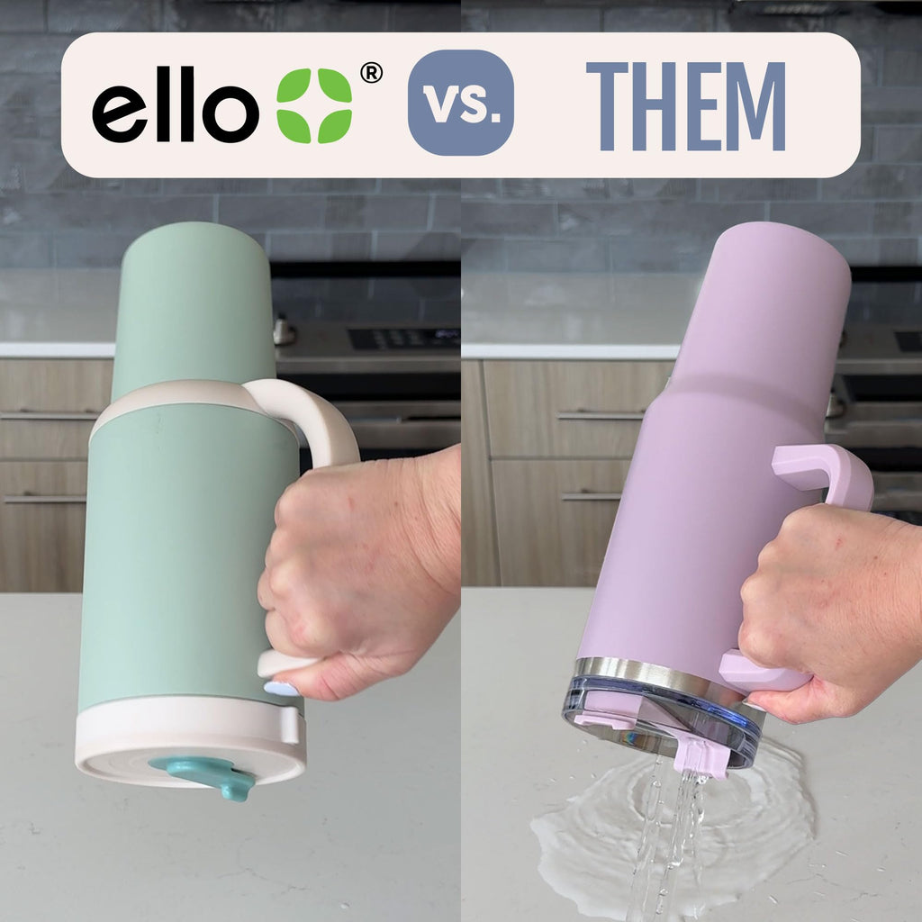 Ello Oasis 24 oz Tumbler with Handle & Retracting Straw | Reusable Insulated Stainless Steel Cup 100% Leakproof, Gifts for Teens Women Men | Keeps cold for 24 Hours, Cup Holder Friendly, Cream Tonal