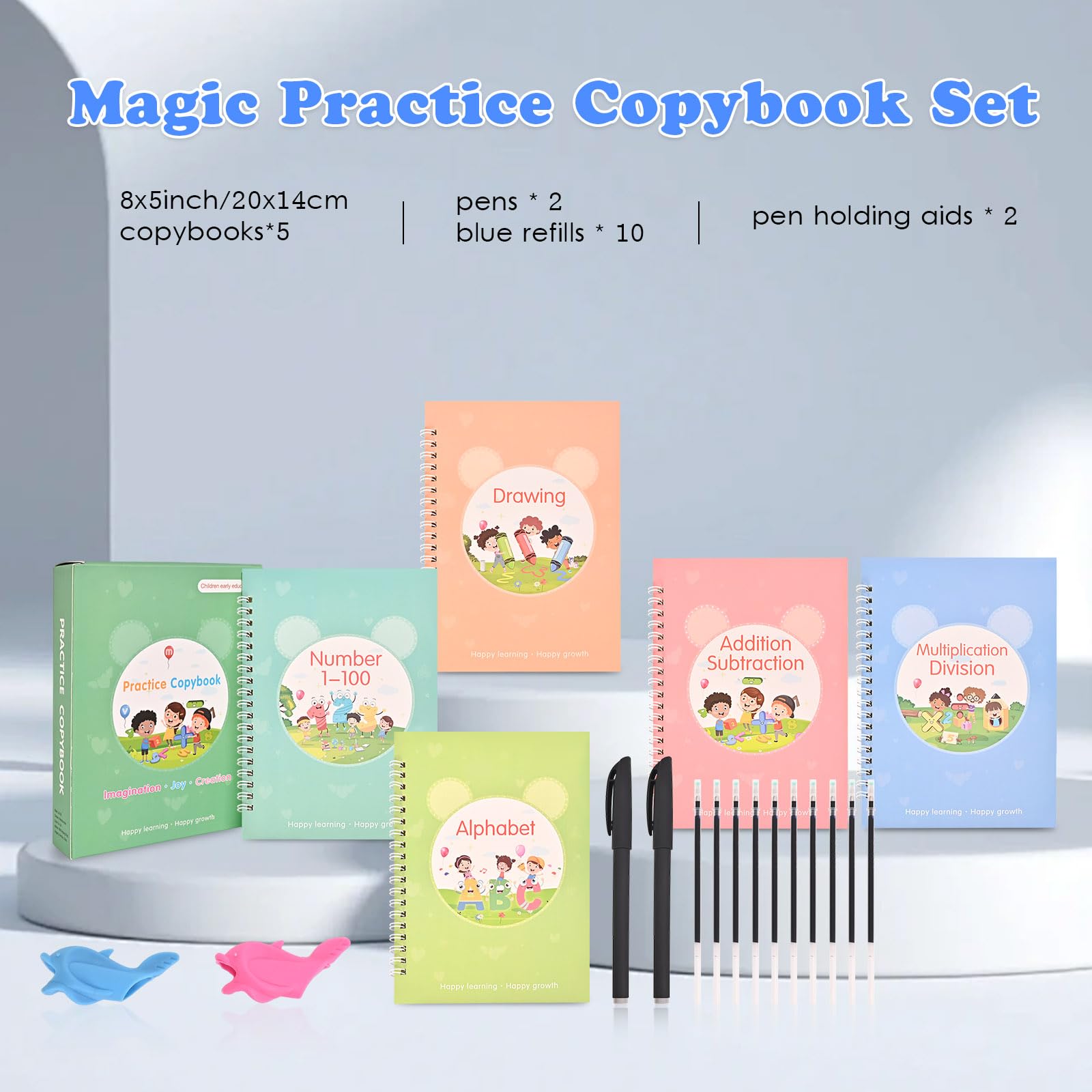 AALGO Large Magic Grooved Writing Practice Books- Reusable Handwriting Practice for Kids 8-10 - Preschool Workbook- Letter Tracing for Kids Ages 3-5