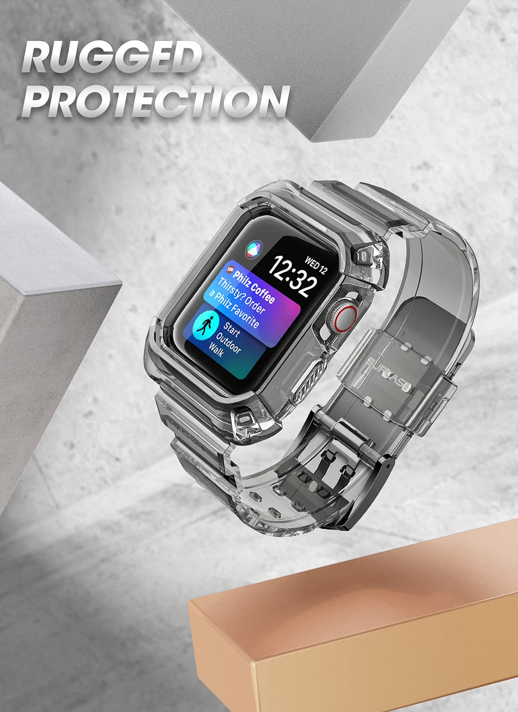 SUPCASE for Apple Watch 9/8/7/6/5/4/SE 45/44mm Case with Band (Unicorn Beetle Pro), [Anti-Scratch] [Bumper Protector] Rugged Men Cover with Adjustable Strap Band for iWatch SE 3/2/1, Black