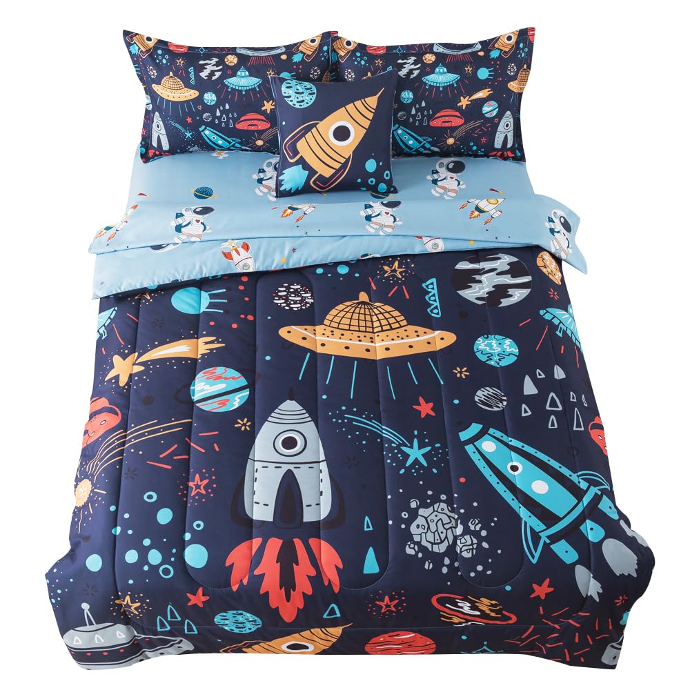 ADASMILE A & S 6 Pieces Basketball Comforter Set Twin Black Basketball Bedding for Boys Kids Teens Sport Bed in A Bag Comforter with Balls Sheets All Season Sports Themed Bed Set for Home Decor