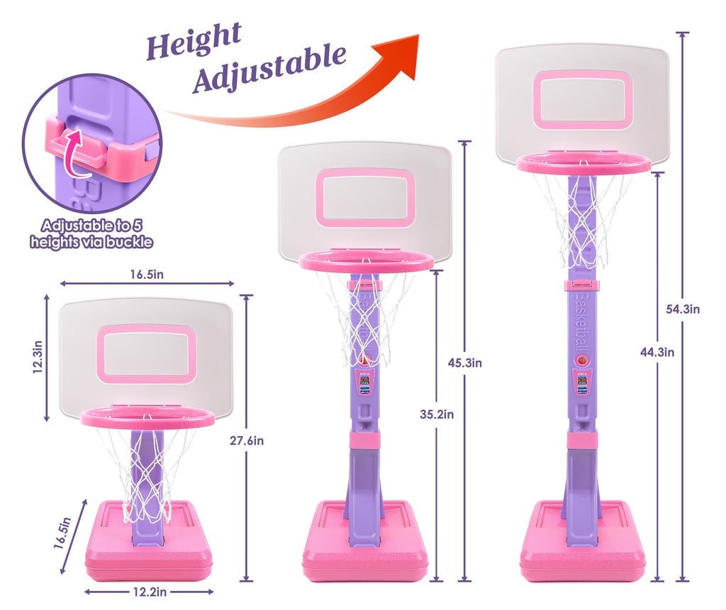 SUPER JOY Toddler Basketball Hoop - Height Adjustable Kids Basketball Hoops for Indoor & Outdoor Play - Portable Mini Basketball Goal for Poolside- Game Sport Toys for Boys & Girls Age 1 2 3 4 5