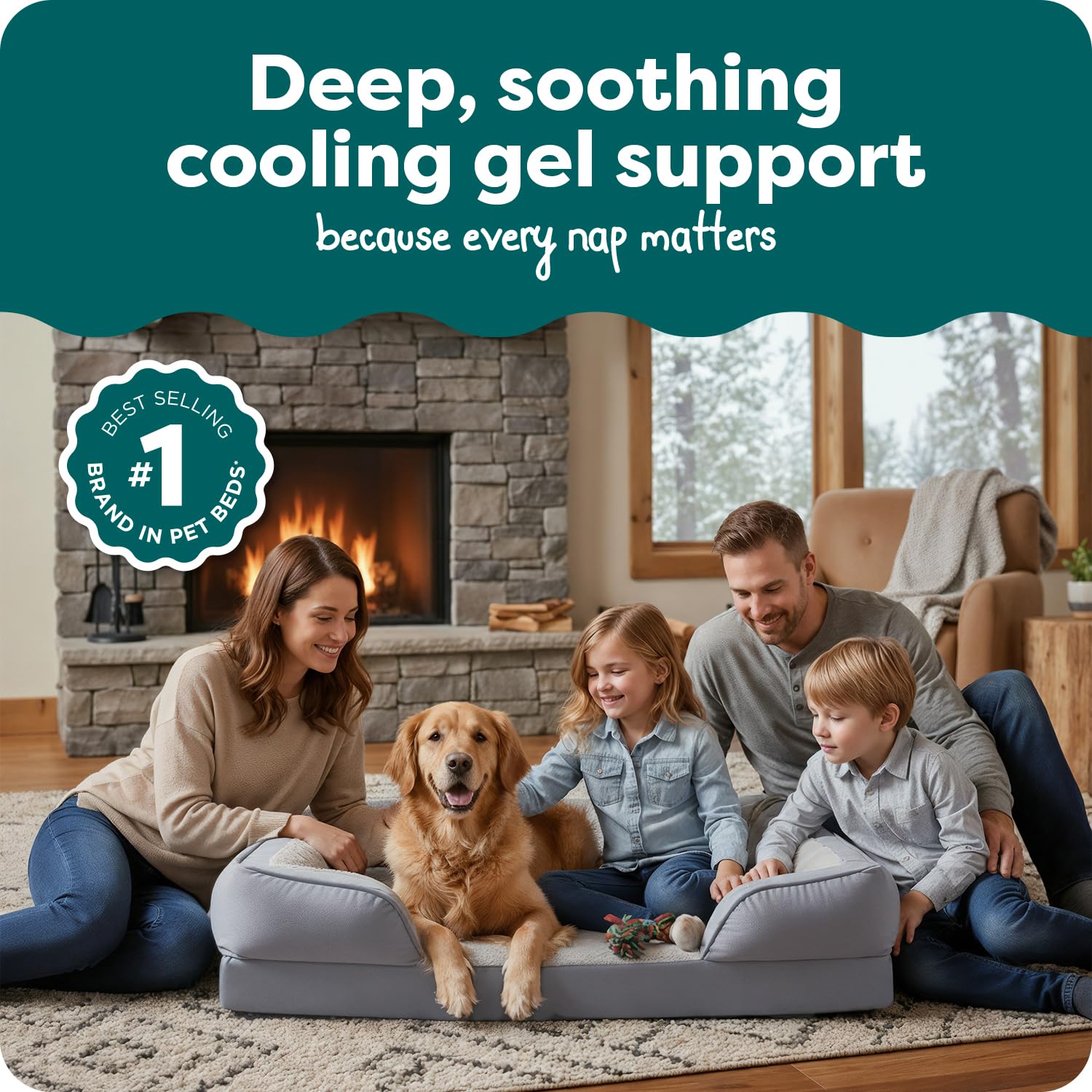 Furhaven Cooling Gel Dog Bed for Medium/Small Dogs w/ Removable Bolsters & Washable Cover, For Dogs Up to 35 lbs - Plush & Velvet Waves Perfect Comfort Sofa - Brownstone, Medium