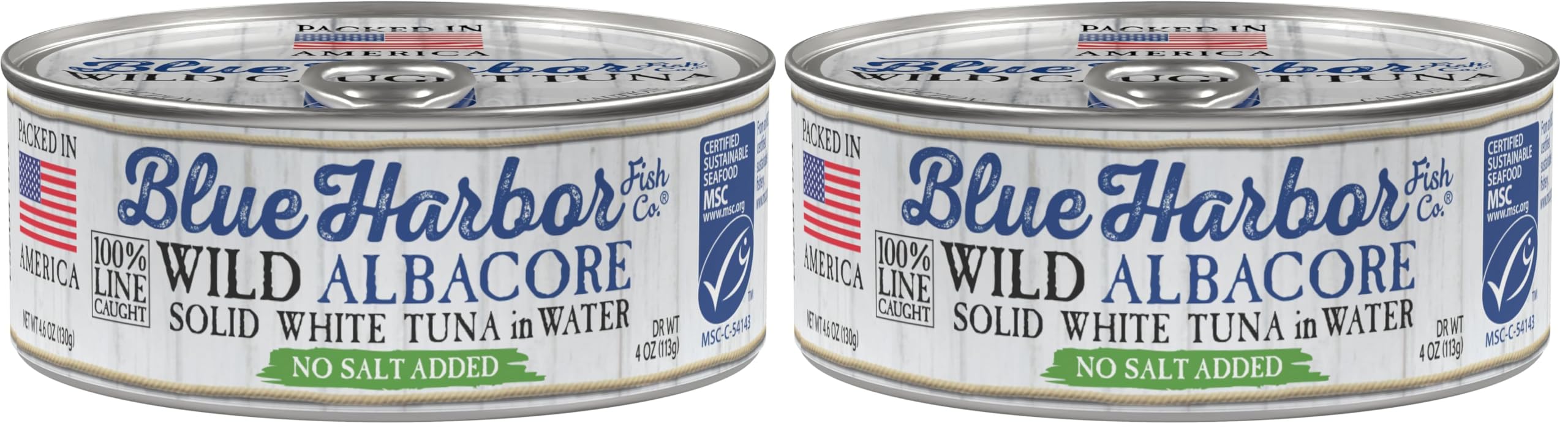 Blue Harbor Fish Co. Wild Albacore Tuna in Water with No Salt Added, 4.6 Ounce