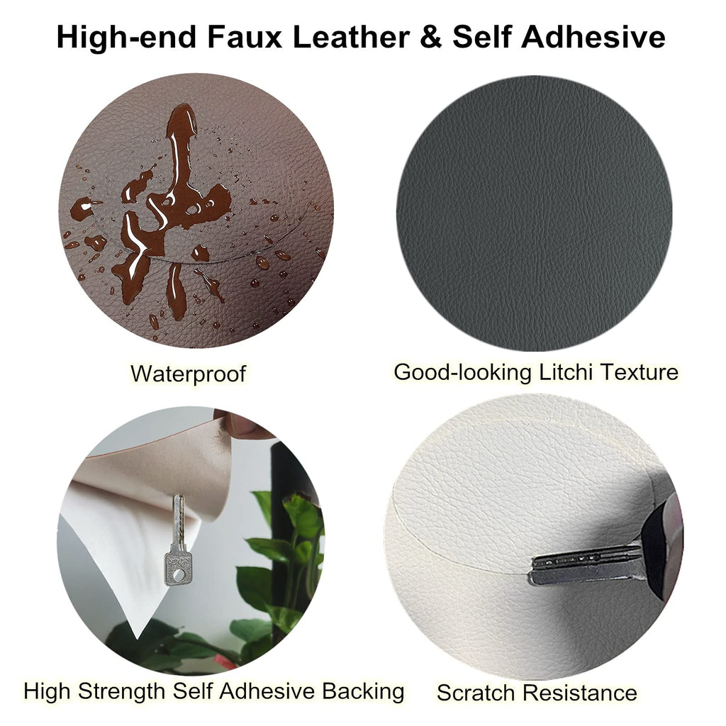 ILOFRI Large Leather Repair Patch 60x17 inch, Self Adhesive Vinyl and Leather Repair Tape Kit for Couch, Car Seat, Furniture, Upholstery, Sofa, Chairs, Handbags - Beige White