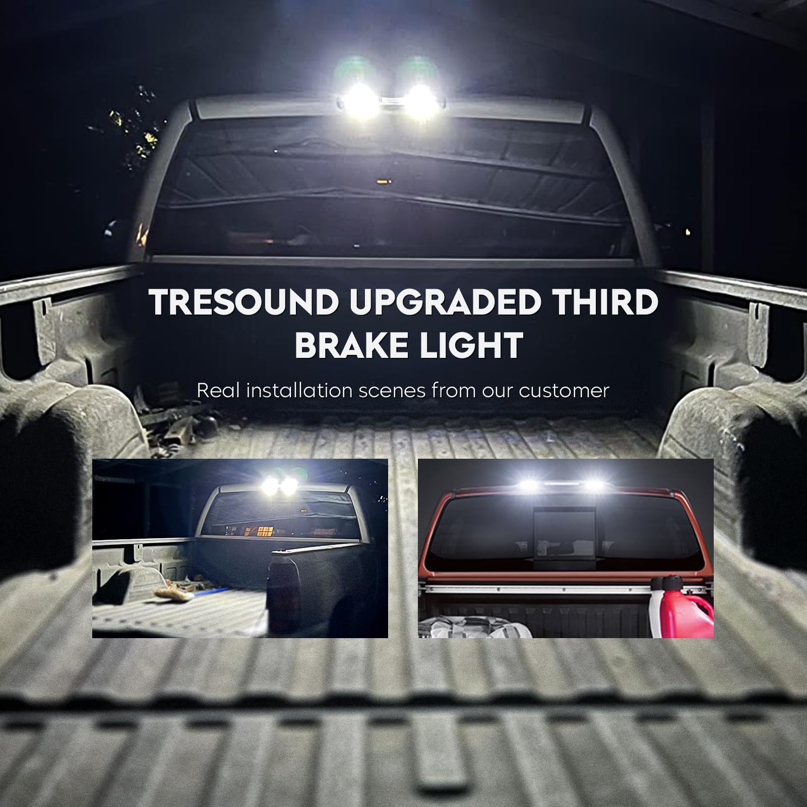 Tresound For 1994-2001 Dodge Ram 1500/2500/ 3500 Third 3rd LED Brake Light Cargo Lamp High Mount Brake Light Replacement (Black+ Smoke Lens)