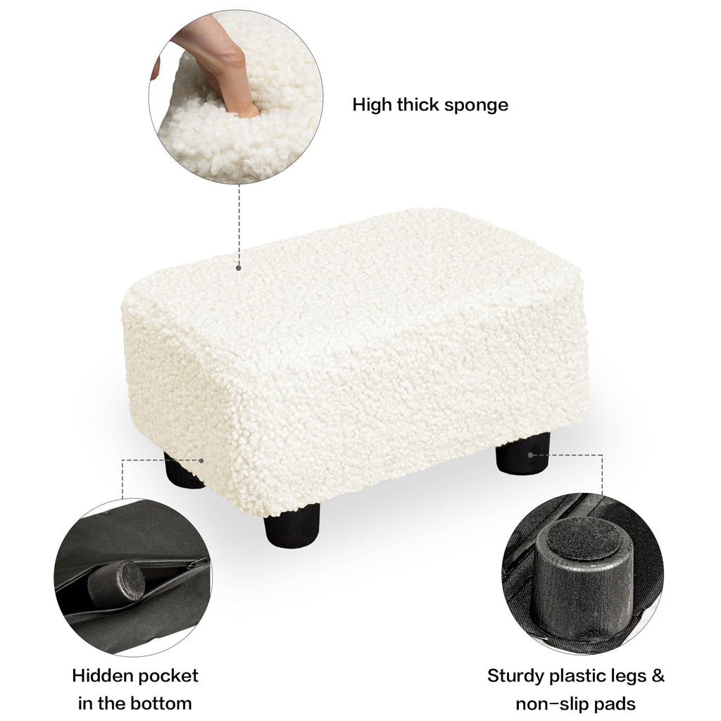 CAROLMADE Small Foot Stool Ottoman Footstool with Legs Under Desk Footrest for Living Room Bedroom and Office, Black
