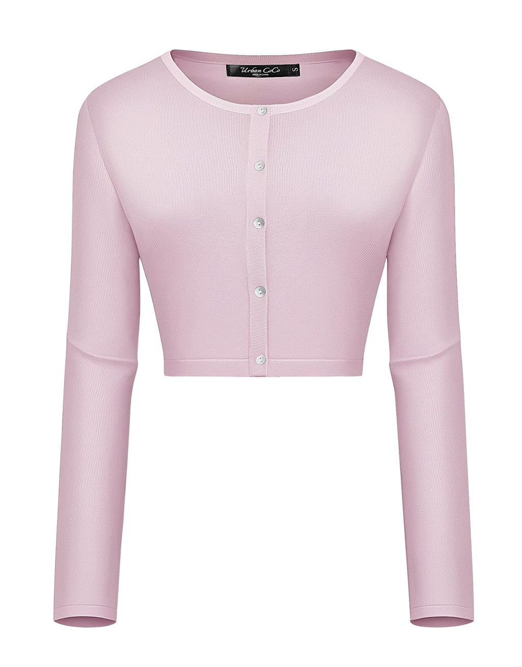 Urban CoCo Women's Long Sleeve Button Up Cropped Cardigan Sweaters for Women Crew Neck Short Bolero Shrug for Dresses