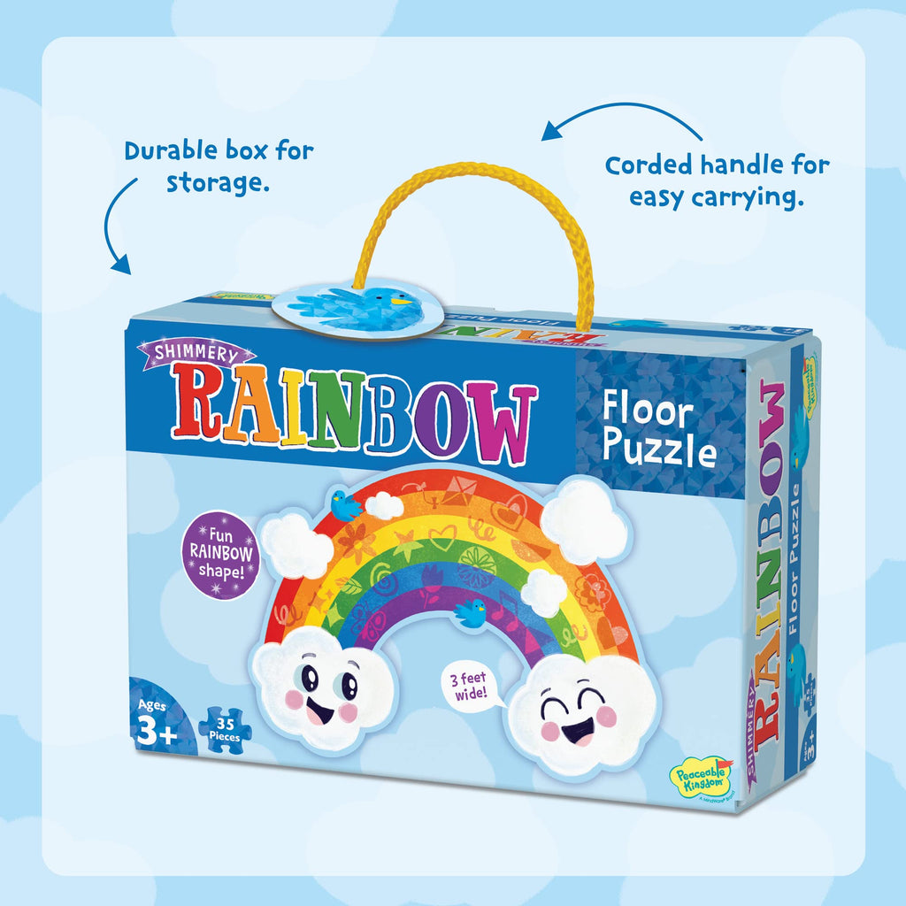 Peaceable Kingdom Shimmery Bunny Shaped 41 Piece Floor Puzzle, 3 feet x 2 feet - Great Easter Basket Stuffers and Easter Gifts for 3 Year Olds, 4 Year Olds & Up