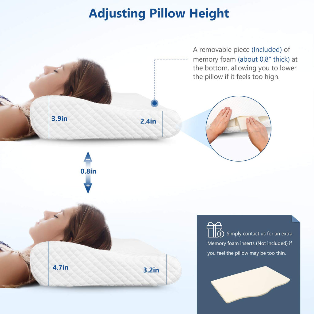 ZAMAT Memory Foam Pillow for Neck Pain Relief, Adjustable Ergonomic Cervical Pillow for Sleeping, Orthopedic Neck Pillow with Washable Cover, Bed Pillows for Side, Back, Stomach Sleepers