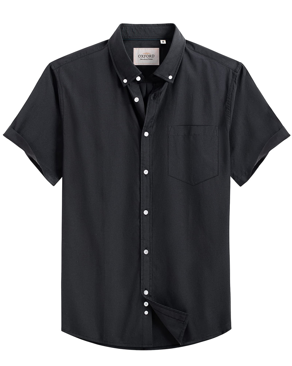 Alimens & Gentle Men's Short Sleeve Oxford Shirt Regular Fit Button Down Collar Shirts with Pocket