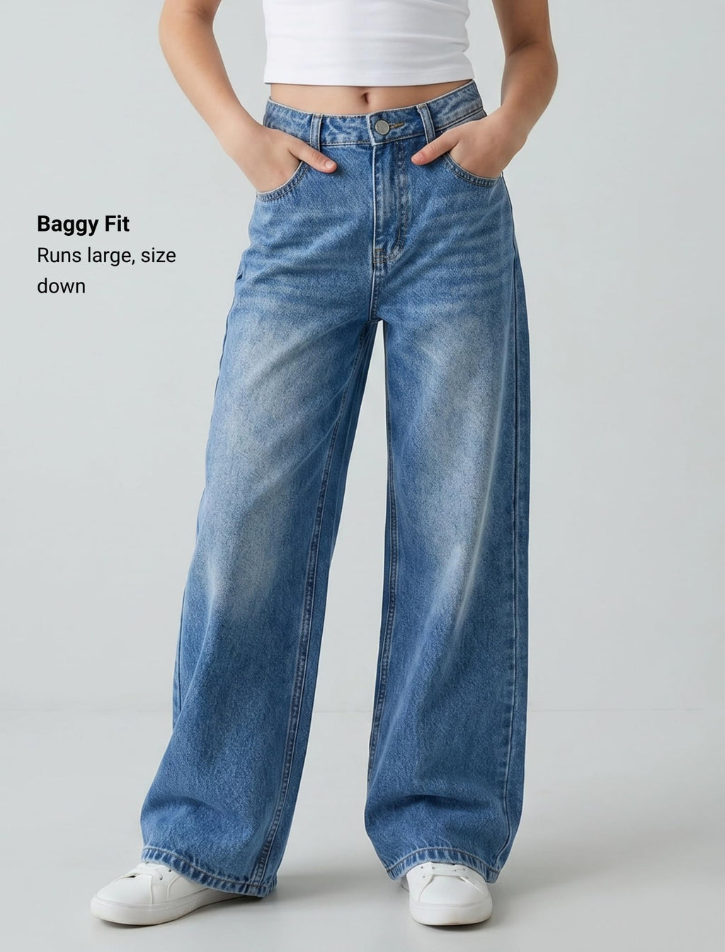 EXARUS Girls Jeans Baggy Wide Leg Cute Teen Tween Long Denim Pants Clothes Tall Junior Elastic Band Pockets