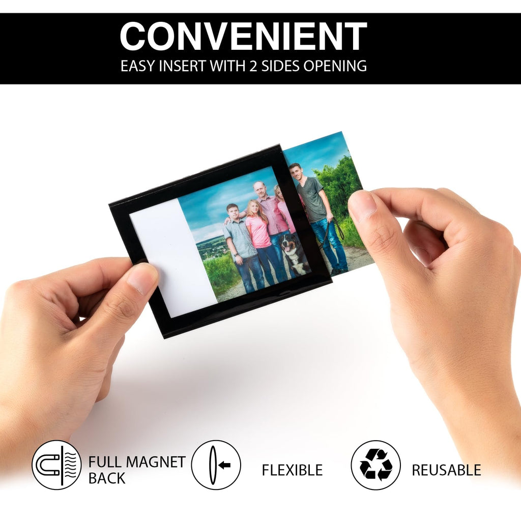 STTMGN Magnetic Picture Frames with Black Border(2.5"X3.5",12 Pack),Mini Wallet Size Magnet Photo Sleeves Pockets/Holder,Decorations for Home/Office/School/Classroom/Party