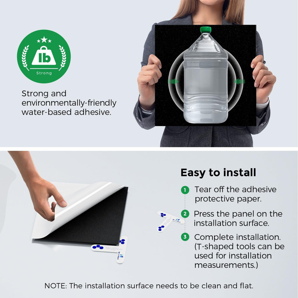 Self-Adhesive Acoustic Panels [390 lbs/yd³ Ultra-High Density], 2nd Generation Sound Absorbing Panel, Professional Level Sound Panel, Polyester Soundproof Foam [Medium Hexagon, Beige]