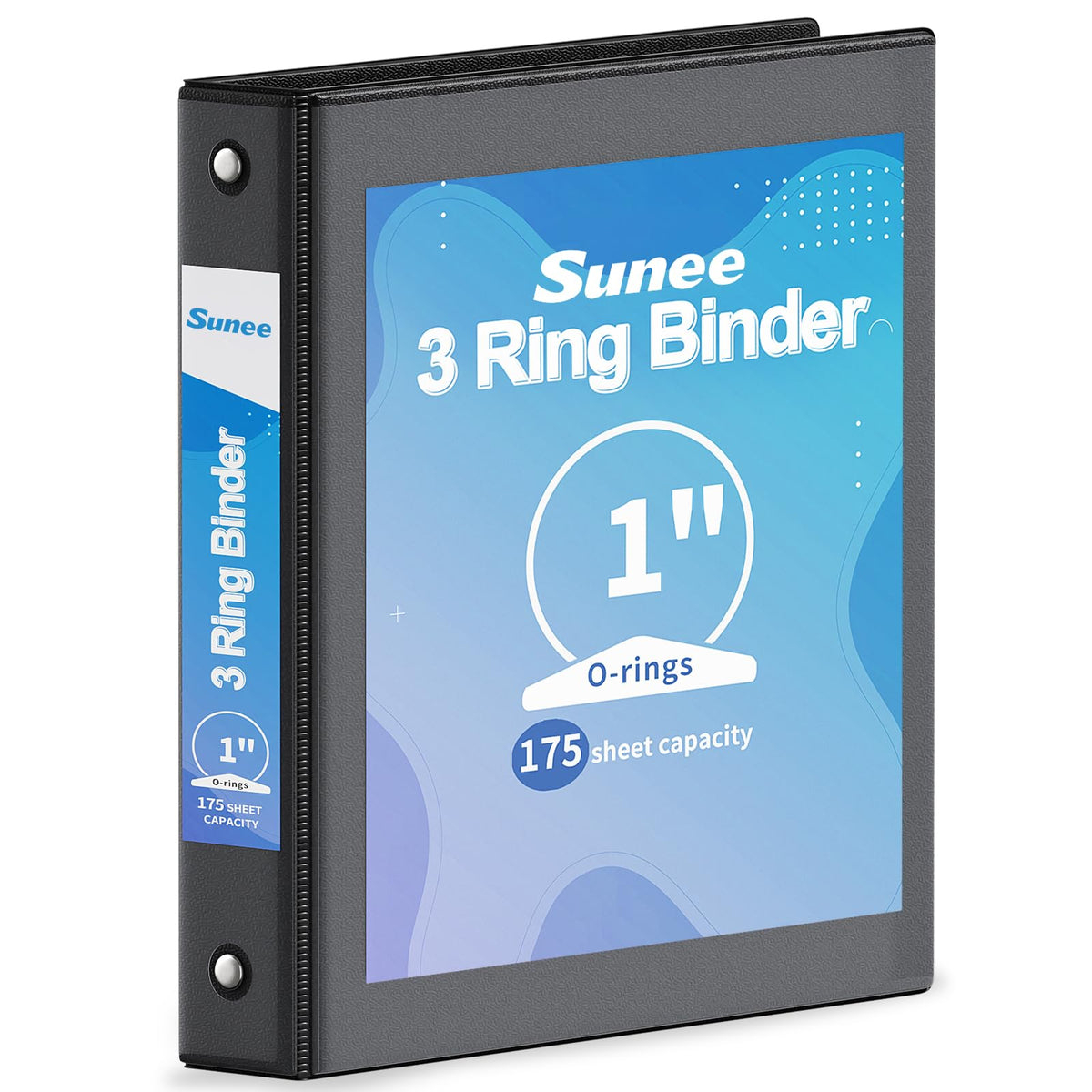 SUNEE 3 Ring Binder 1/2 Inch 1 Pack, Clear View Binder Three Ring PVC-Free (Fit 8.5x11 Inches) for School or Office Supplies, Black
