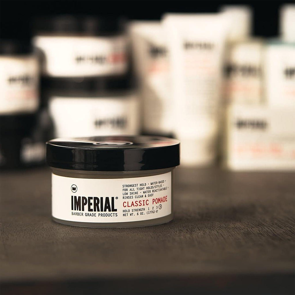 Imperial Barber Grade Products | Classic Pomade, 2 oz | TSA Approved | Travel Sized | Strong Hold | Low Shine | Water-Based | Easy to Wash Out | For Tight Holds and Styles