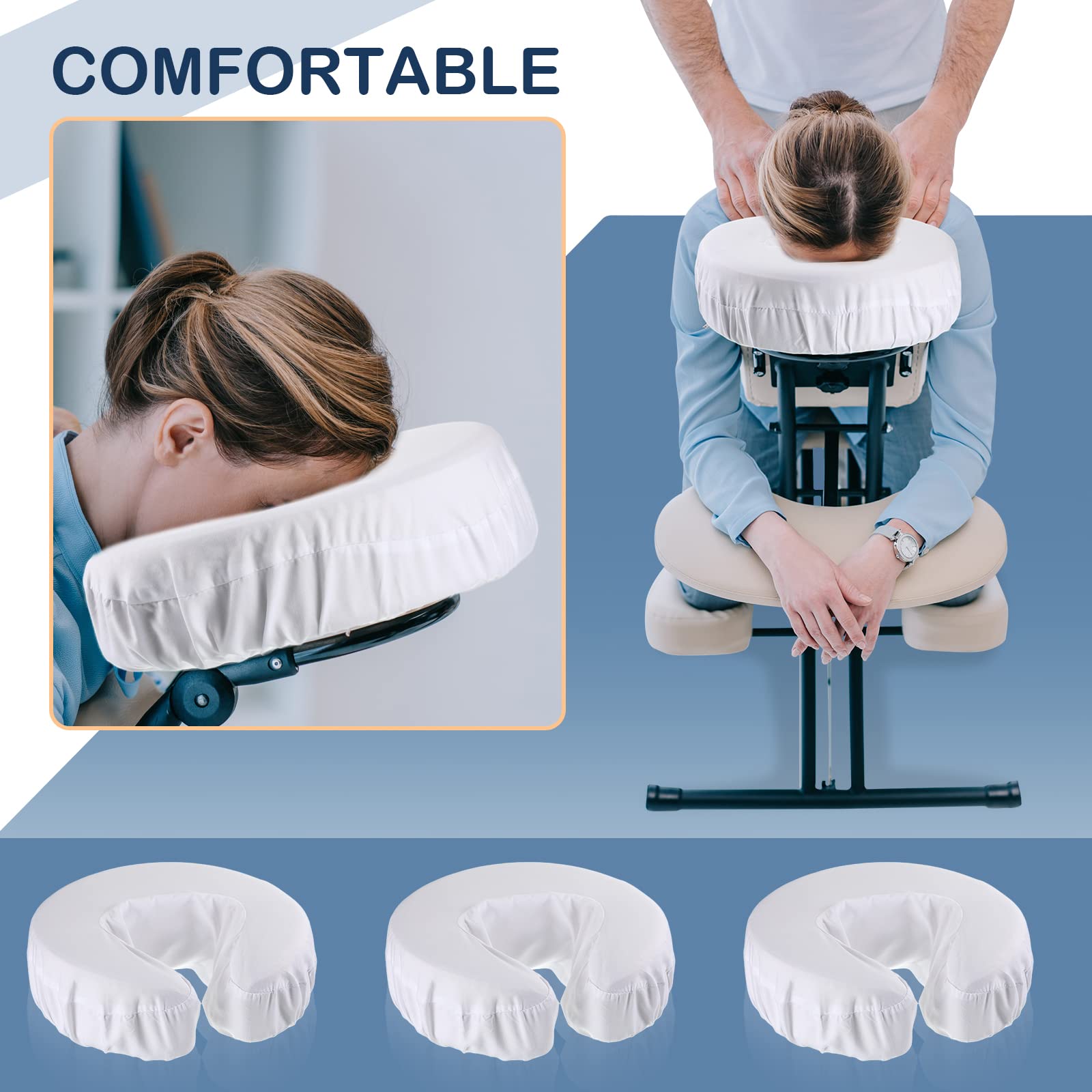 Macarrie 24 Pcs Face Cradle Covers for Massage Table Microfiber Reusable Soft Thicker Massage Table Headrest Covers Bulk Oil Proof Cradle Head Rest Sheets for Spa Beauty Salons(Beige)