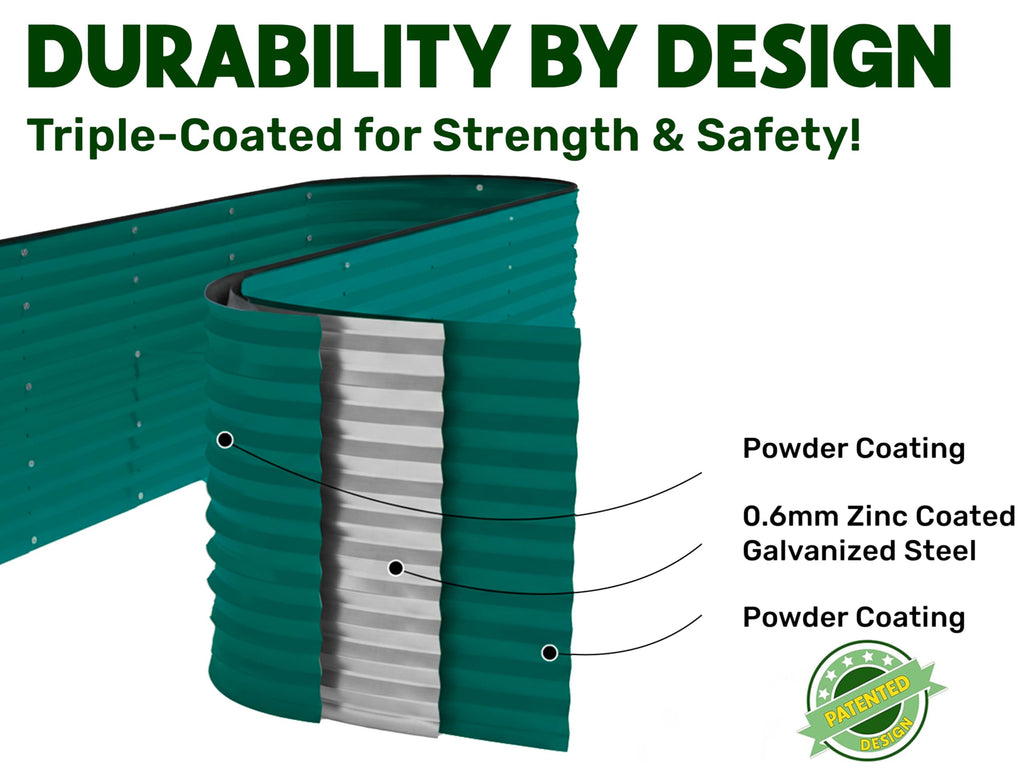 9-in-1 Galvanized Steel Raised Garden Bed // 8×2×1.5 ft Modular Planter for Gardening, Vegetables, Flowers // 18" Tall Metal Raised Garden Beds Outdoor (Dark Green) // Patented Design Planter Box