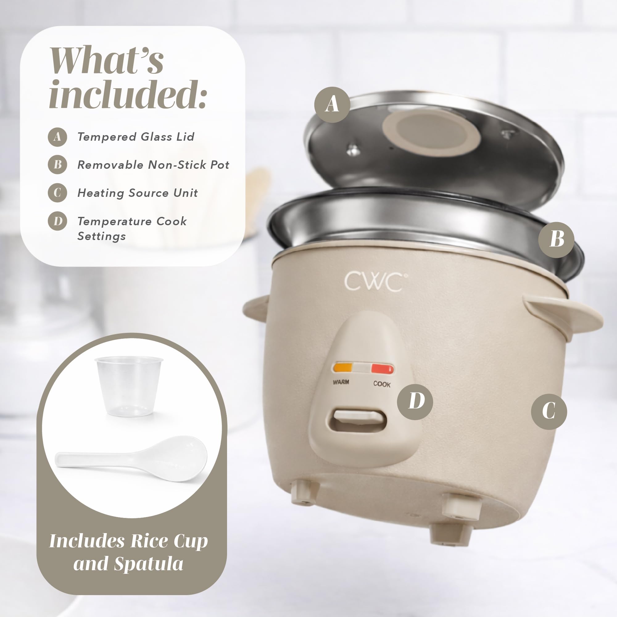 COOK WITH COLOR 6 Cup Rice Cooker 300W - Effortless Cooking and Perfectly, Cooks 3 Cups of Raw Rice for 6 Cups of Cooked Rice, Floral Blue