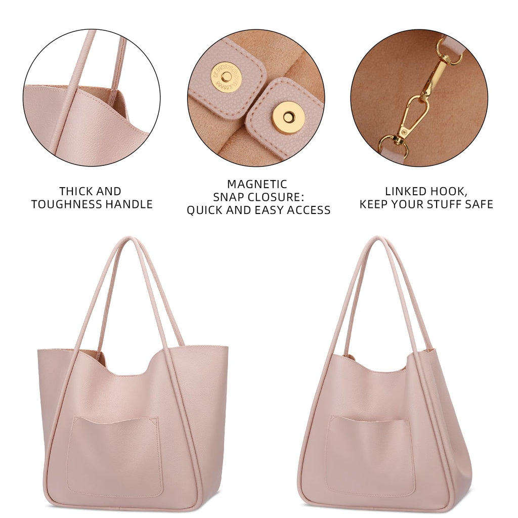 KKXIU Tote Bag for Women Vegan Leather Shoulder Purse Large Capacity Travel Bag